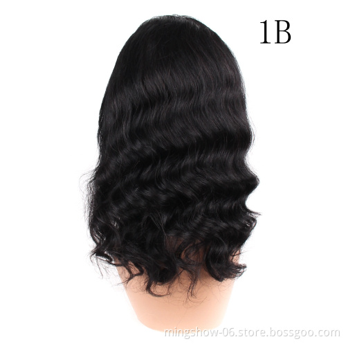 Fast delivery cheap raw hair black 3b curly human frontal wig with bangs